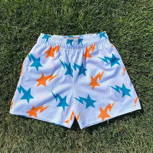 Short en maille personnalisé avec poche latérale Short de basket-ball en maille 100% polyester tie-dye Short en maille imprimé par sublimation