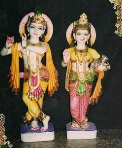 White Marble Radha Krishna Statue <b>Painted</b> Best Quality Statue Indian Wholesaler Top Class High Quality For Home And Temple Decor - Product Image 3