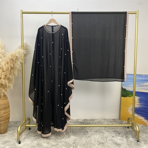 6763 #   Abaya Ligera de Chifón con Cintura Ajustable, para Ramadán, Eid Mubarak, Estilo Dubai, con Perlas Blancas, 5 Colores - Product Image 5