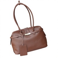 Sac fourre-tout neuf en cuir véritable tanné végétal avec fermeture éclair, couche supérieure en cristal, sac portable polyvalent pour femme, idéal pour l'export.