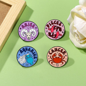 Cartone 4 stili dodici <span class=keywords><strong>segni</strong></span> zodiacali in morbido smalto spille granchi e spille Pisce per abbigliamento e borse. - Product Image 3