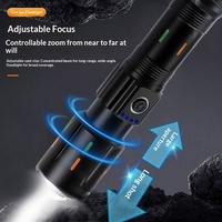 Lampe torche LED rechargeable avec batterie 26650, étanche IP54, faisceau réglable, mode SOS, charge USB pour le camping