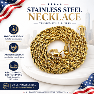NL2055 Collier Chaîne Corde Acier Inoxydable 316L 3mm Hiphop Doré pour <span class=keywords><strong>Homme</strong></span> Vente <span class=keywords><strong>en</strong></span> Gros Chaîne Torsadée 4mm NL3007 - Product Image 1