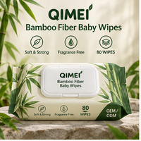 Tisu Basah Bayi Serat Bambu Kustom 80 Lembar Kemasan Lembut dengan Tutup Flip Top OEM ODM