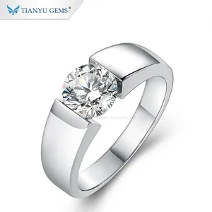 Tianyu Gems Retail Top Quality Moissanite Diamond 14K 18K White Gold Engagement Ring For Mens
