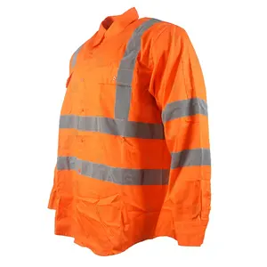 Hi Visibility Workwear reflective strips Work Shirts 100% cotton Work Clothes jacket Hi Vis Shirt