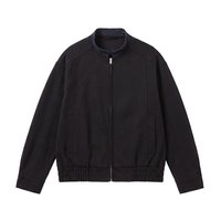 Chaqueta Bomber Tejida Transpirable de Otoño para Hombre, Cuello Alto, Puños Acanalados, Color Sólido, Casual, Tallas Grandes y Extra Grandes 6XL 7XL