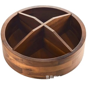 Wooden round detachable compartment dried fruit <b>tray</b>, creative candy and snack <b>storage</b> <b>tray</b>, living room coffee table desktop - Product Image 2