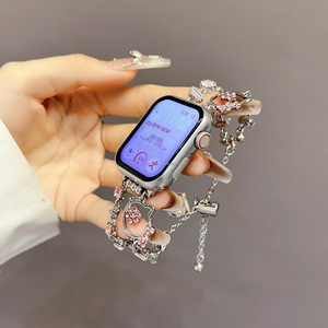 Bracelet pour Apple Watch avec chaîne en diamant chat mignon, 44 mm, 40 mm, 46 mm, 45 mm, 49 mm, 42, 41, 38 mm, bracelet pour femme pour iWatch série 10, 9, <span class=keywords><strong>8</strong></span> - Product Image 3