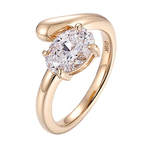 Custom Solid Gold Lab Grown Diamond Oval Row <b>Stacked</b> Wedding <b>Ring</b> Anniversary Fine Jewelry Unisex - Product Image 2