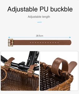 Rattan <strong>Wicker</strong> Front Handlebar Basket for Cargo Bike with Water <strong>Bottle</strong> &amp; Coffee Cup Holder for Storage - Product Image 2