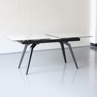 Table à Manger Extensible de Style Moderne avec Plateau en Céramique et Pierre Frittée, Meuble de Maison avec Panneau en Bois