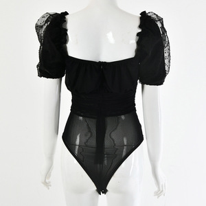 Online Shopping Clothes Mesh Sexy Short Sleeve <strong>Black</strong> Bodysuit <strong>Top</strong> <strong>for</strong> <strong>Women</strong> - Product Image 5