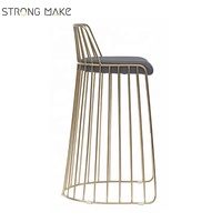 Tabouret de bar en métal industriel à prix avantageux, vente en gros d'usine, tabouret de bar en fil de fer doré, chaise haute pour table de bar