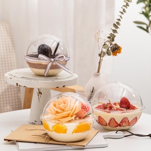 Mini Cute Dessert Mousse Ball Shaped Plastic Packaging Creative Transparent Round Cake Box