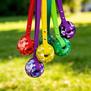 Palla Cava in EVA Ecologica da 7cm/9cm con Corda in PVC, Giocattolo da Masticare alla Moda per Cani, per la Pulizia dei Denti e Contro la Noia - Product Image 2