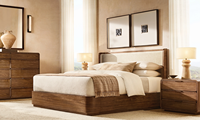 Meubles de chambre à coucher de luxe en bois massif taille personnalisée abri tissu Base de lit lit rembourré