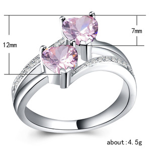 Anello con design a doppio cuore, anello classico da donna - Product Image 4