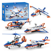 Ensemble de jouets de construction en plastique ABS en forme d'avion 5 en 1, programmable, multi-formes, jouet STEM à télécommande, cadeau