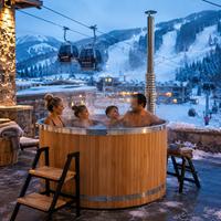 Bain à remous chauffé au bois Warmfire en cèdre rouge canadien, 2 personnes, 60 gallons, portable, sans électricité, pour jardin et maison