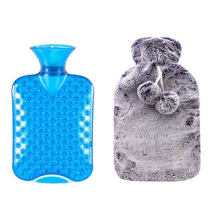 Bolsa de Agua Caliente de PVC con Funda de Felpa con Bolitas, Botella de Agua Caliente Convexa para Calentar las Manos - Product Image 1