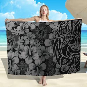 Cobertura de saia de praia lavada para mulheres, roupa de praia de lavas com estampa de hibisco marrom claro, sarongues longos de uma peça, roupa de praia de lavanda - Product Image 2