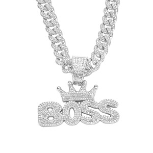 Nuevo Collar de Cadena Cubana Chapado en Oro y Plata Estilo Hiphop de Lujo Ligero para Hombre con Colgante de Aleación de Letra Corona, Joyería de Moda - Product Image 6