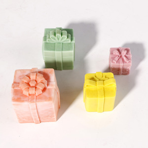 Christmas <b>Gift</b> Box Shaped Silicone Mold For DIY <b>Candles</b> Soap Making 4Pcs <b>Set</b> Transparent White - Product Image 4