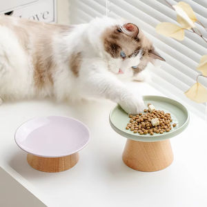 Bol pour animaux de compagnie en céramique, à hauteur différentielle, anti-basculement, pour la nourriture pour chats, lyophilisé, confortable pour la colonne cervicale, pratique pour manger, bol pour chiots - Product Image 1