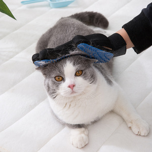Gants de toilettage pour animaux de compagnie Autonomy, en caoutchouc, pour l'élimination des poils et le massage, pour chats et chiens, main gauche et droite, bleu rose - Product Image 1