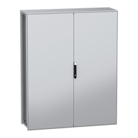 Armoire de sol à 2 portes Nsysfn2016502dp, acier galvanisé, IP55, gris, noir, 1600 mm x 500 mm x 2000 mm, série Panelset Sfn