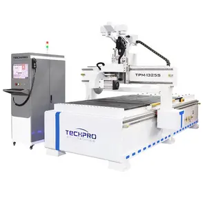 TechPro machinery bridge saw router wood cnc 4 axis MDF cutting machine with vacuum table