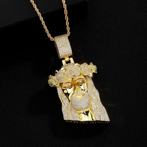 Collar de circonitas estilo rap para hombre, con colgante de corona de rosas de Jesús, el más vendido, joyería exquisita - Product Image 5