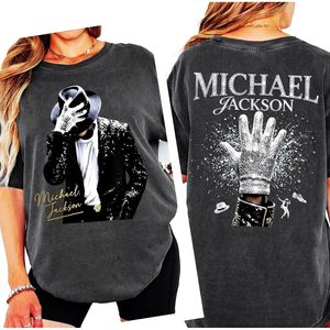T-shirt graphique Michael Jackson pour femme, 100% coton jersey, manches régulières, respirant, inspiré de l'icône pop vintage - Product Image 1