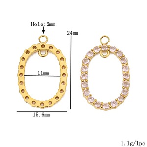 Base de colgante ovalada de acero inoxidable con diamantes de imitación de colores para la fabricación de collares, accesorios de joyería DIY - Product Image 3