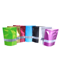 Sachet de café refermable à fond plat, résistant à l'humidité, en aluminium avec fermeture éclair et fenêtre transparente, pour l'emballage de fruits secs et de snacks