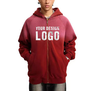 Sweat-shirt à capuche pour homme, décontracté, couleur dégradée, fermeture éclair intégrale, nouveau design, épaules tombantes, vintage, lavé, zippé, ample - Product Image 3