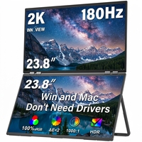 Monitor Plegable de Doble Pantalla 23.8 2K 1440P 180Hz Apilable para Laptop, PC, Juegos de Escritorio, Alta Resolución, Mate