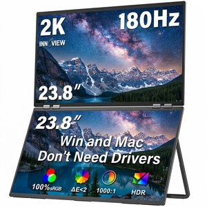 Moniteur double écran pliable 23,8 pouces 2K 1440P 180Hz, écran empilable pour ordinateur portable, PC de bureau, jeux, haute résolution, finition mate - Product Image 1