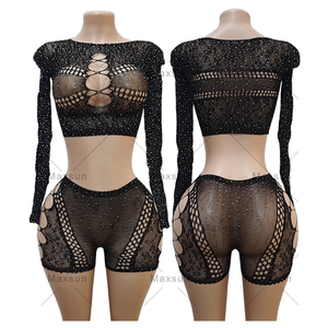 Maxsun Exotic Dance Wear Séduction Perspective Taille Haute À Manches Longues Sac Serré <span class=keywords><strong>Fesses</strong></span> Hot Girl Sexy Dance Wear - Product Image 6