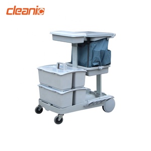 Light Version Industrial Cleaning Cart with Flat Mopping Plastic Tray and <strong>Small</strong> Refuse Bag for Janitorial Cleaning <strong>Trolley</strong> - Product Image 2