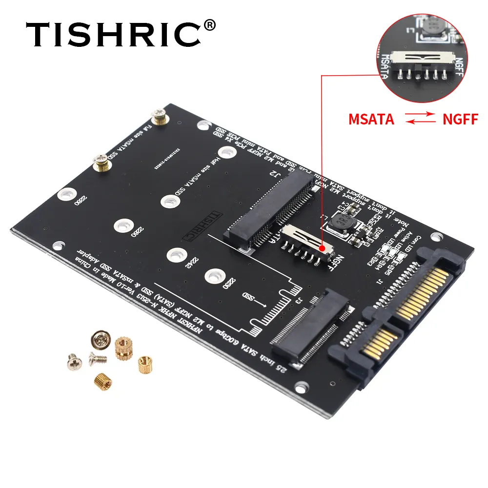 TISHRIC 2.5 Inch SATA to MSATA M.2 NGFF SSD Adapter 6.0Gbp/s Support 2-in-1 Converter Card for PC Laptop and Desktop