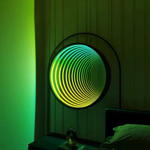 Lámpara de pared de espejo de cristal mágico <span class=keywords><strong>infinito</strong></span> triángulo inteligente RGB de lujo nórdico moderno LED Control remoto - Product Image 2