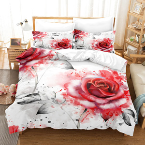 Juego de <span class=keywords><strong>cama</strong></span> ChamXue, <span class=keywords><strong>funda</strong></span> nórdica, fundas de almohada, poliéster tejido Floral rosa, juego de <span class=keywords><strong>funda</strong></span> nórdica de 3 piezas, estilo europeo y americano - Product Image 3