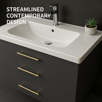 Meuble-lavabo mural moderne en acier inoxydable, résistant à l'eau, avec miroir intégré pour salle de bain