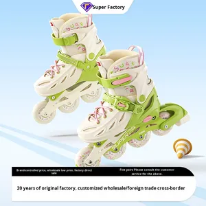 Sepatu Roda Little Champion Warna Kontras Baru untuk Anak-anak dan Dewasa, Pemula, Dua Gesper, Roda Tunggal, Semua Roda Menyala - Product Image 2