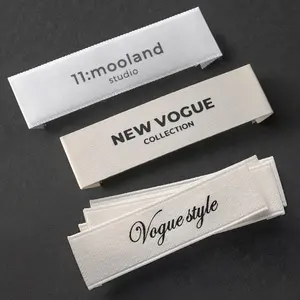 High Density Custom Brand Name Logo Fabric Label Garment Textile Neck Woven Tags Labels For Clothing