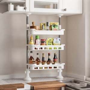 Nuevo Estante de Almacenamiento Portátil de Plástico para Condimentos, Extensible y Ajustable, Sin Perforaciones, de Piso a <span class=keywords><strong>Techo</strong></span> para Cocina, Venta Transfronteriza - Product Image 4