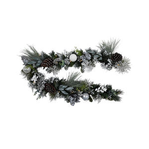 Guirlande de décoration de Noël pour la maison, de bonne qualité, personnalisée, avec des plantes vertes, des pommes de pin et des boules - Product Image 1