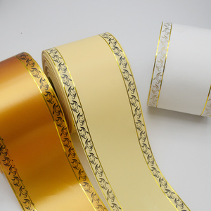 Ruban funéraire imprimé, motif européen, ruban décoratif blanc et jaune, vigne florale pour décoration DIY, <span class=keywords><strong>scrapbooking</strong></span>, artisanat - Product Image 3